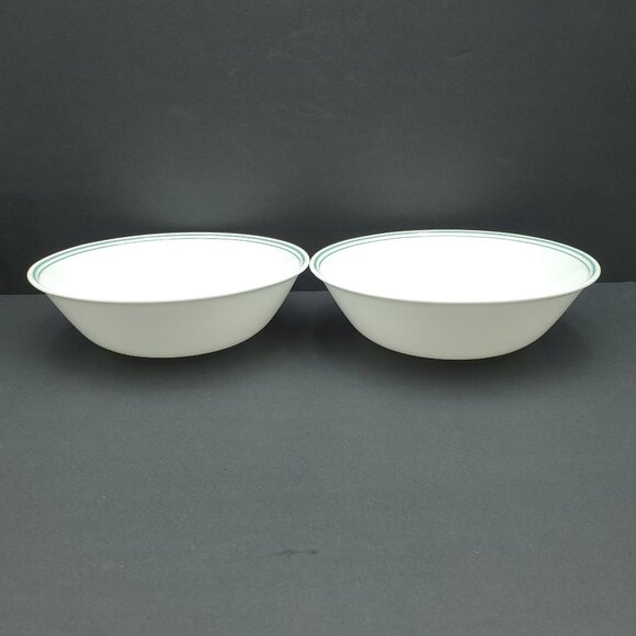 Corelle Rosemarie Medium Vegetable Bowls 2 Green Bands Rosemarie Serving Bowls - Picture 4 of 6